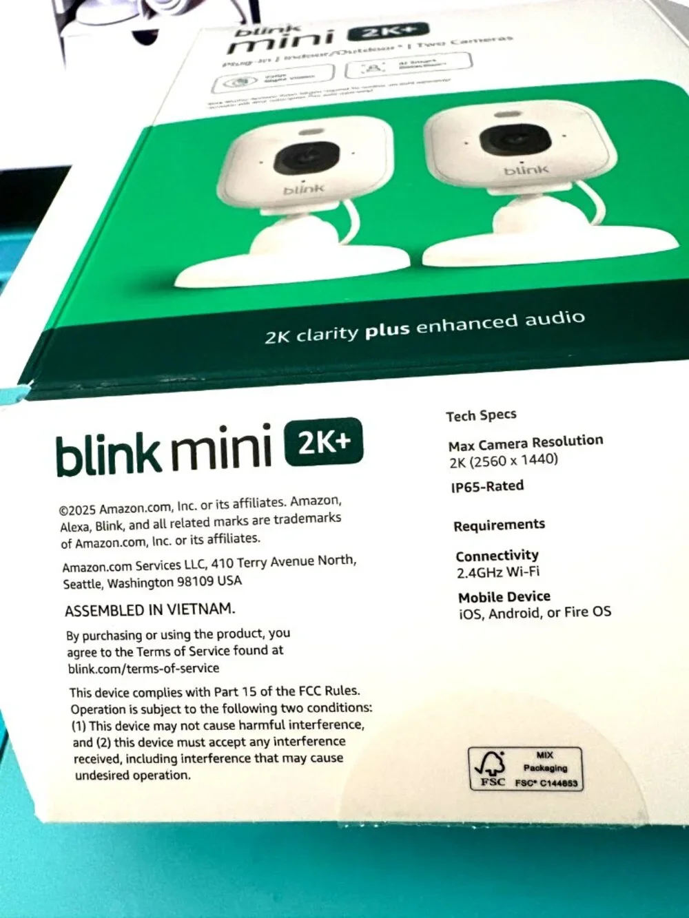 Blink Mini 2K+ Indoor Security Camera With Power Adapter White
